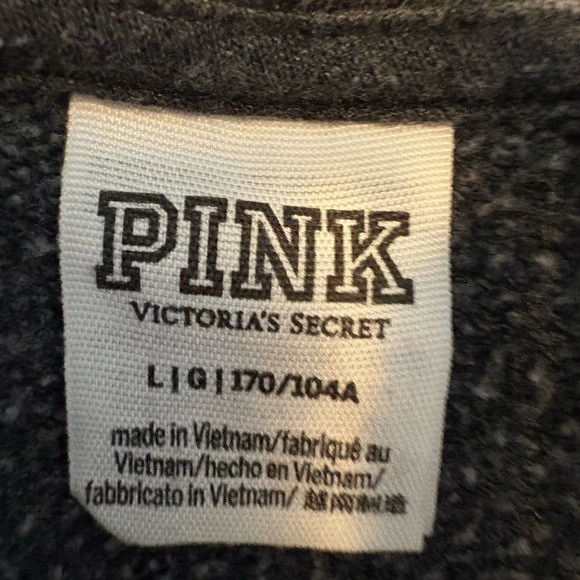PINK Victoria's Secret Women’s Long Sleeve Fuzzy Gray Quarter-Zip Sweatshirt L - Picture 7 of 7
